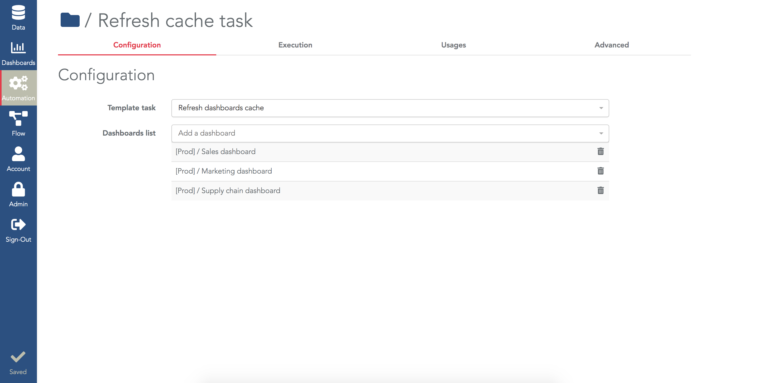 Configure the reload cache task